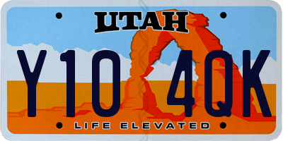 UT license plate Y104QK