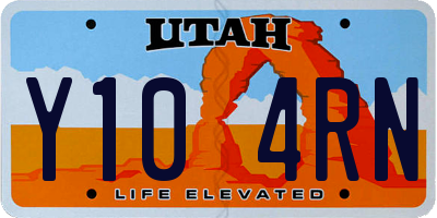 UT license plate Y104RN