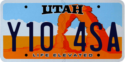 UT license plate Y104SA