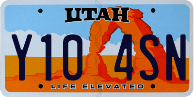UT license plate Y104SN