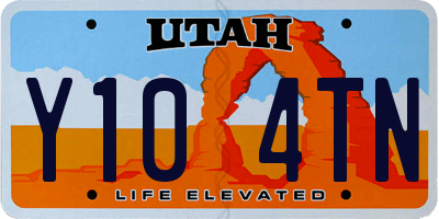 UT license plate Y104TN
