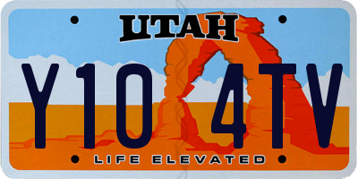 UT license plate Y104TV