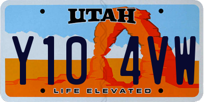 UT license plate Y104VW