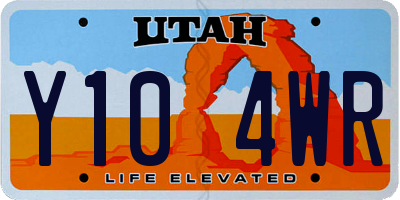 UT license plate Y104WR