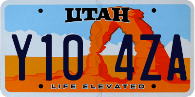 UT license plate Y104ZA