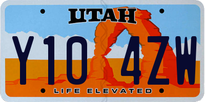 UT license plate Y104ZW