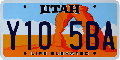 UT license plate Y105BA