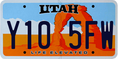 UT license plate Y105FW