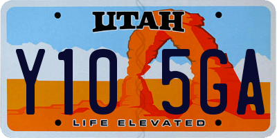 UT license plate Y105GA
