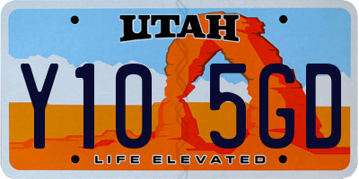 UT license plate Y105GD
