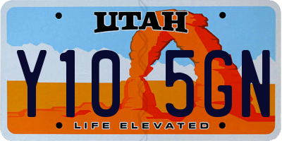 UT license plate Y105GN