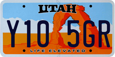 UT license plate Y105GR