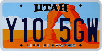 UT license plate Y105GW