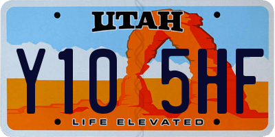 UT license plate Y105HF