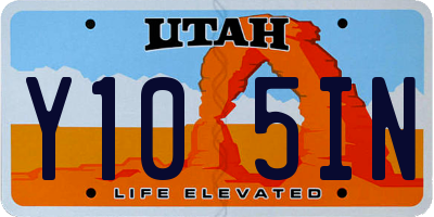 UT license plate Y105IN
