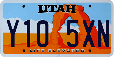 UT license plate Y105XN