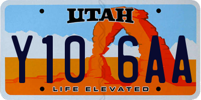 UT license plate Y106AA