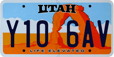UT license plate Y106AV