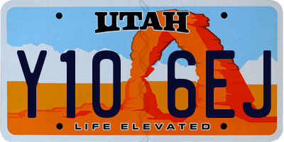 UT license plate Y106EJ