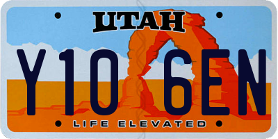 UT license plate Y106EN