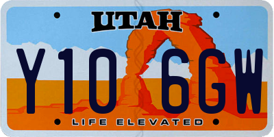 UT license plate Y106GW