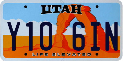 UT license plate Y106IN