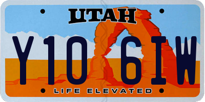 UT license plate Y106IW