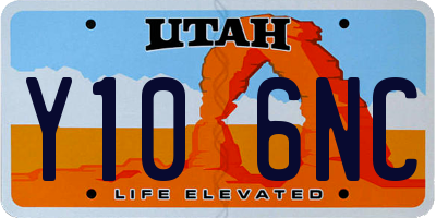 UT license plate Y106NC