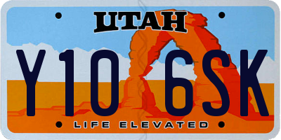 UT license plate Y106SK