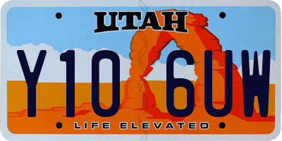 UT license plate Y106UW