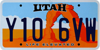 UT license plate Y106VW