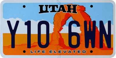 UT license plate Y106WN