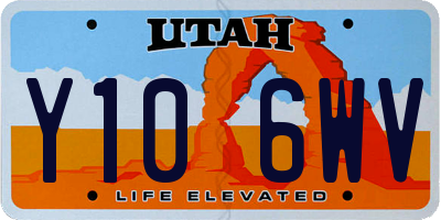 UT license plate Y106WV