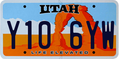 UT license plate Y106YW