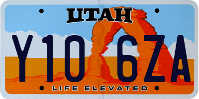 UT license plate Y106ZA