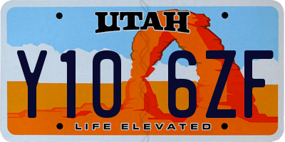 UT license plate Y106ZF