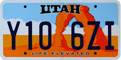UT license plate Y106ZI