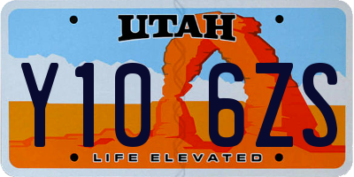 UT license plate Y106ZS