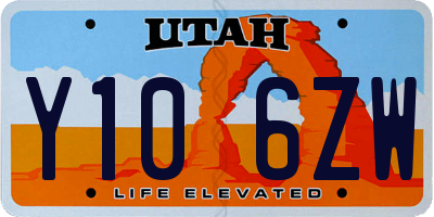 UT license plate Y106ZW