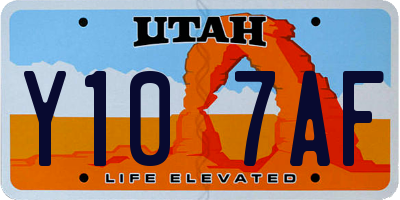 UT license plate Y107AF