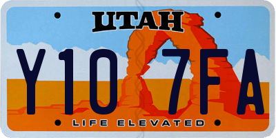 UT license plate Y107FA