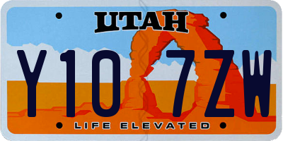 UT license plate Y107ZW