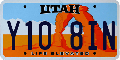 UT license plate Y108IN