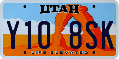 UT license plate Y108SK