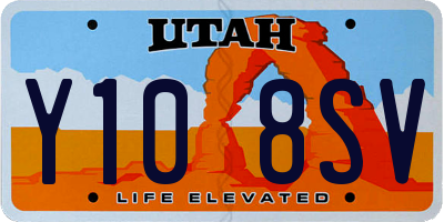 UT license plate Y108SV