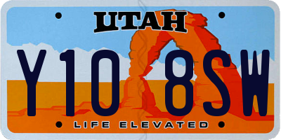 UT license plate Y108SW