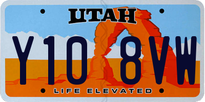 UT license plate Y108VW
