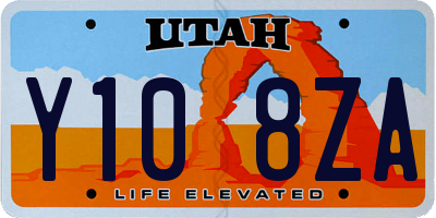 UT license plate Y108ZA