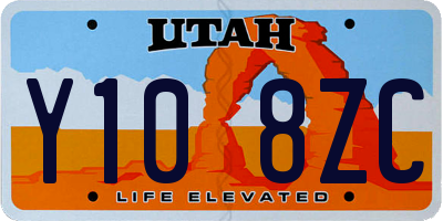 UT license plate Y108ZC