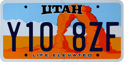 UT license plate Y108ZF